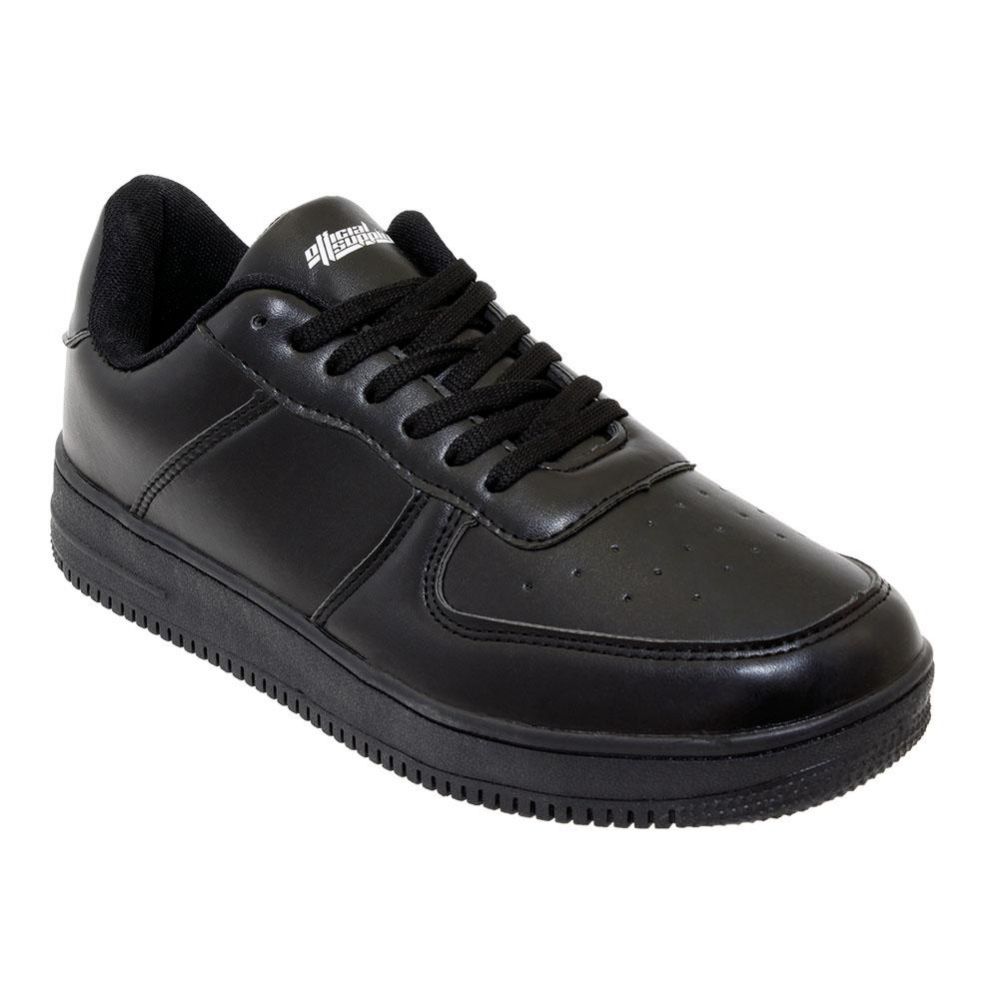 Wholesale Footwear Men's Casual Low Top Sneakers In Solid Black at