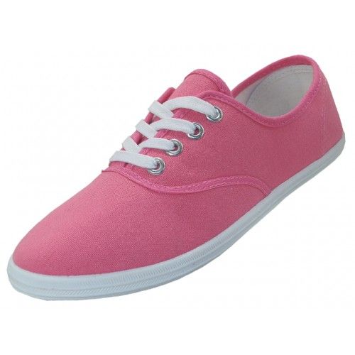 Wholesale Footwear Women's Lace Up Casual Canvas Shoes Pink Color ...